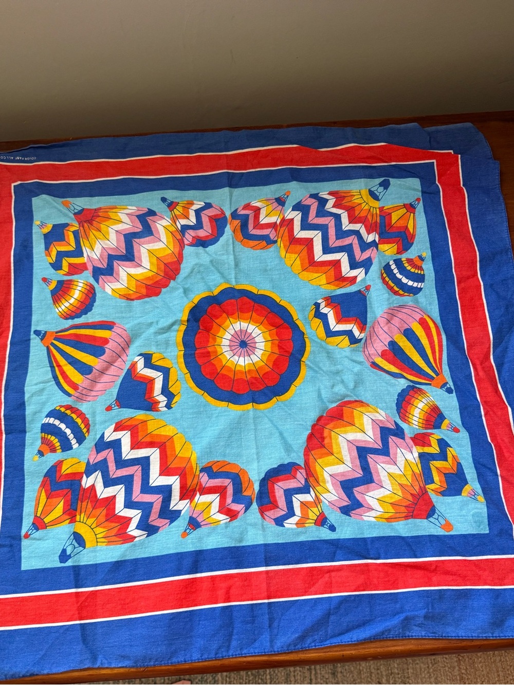 Vintage rainbow hot air balloon bandana/scarf